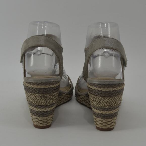Johnston & Murphy Wedge Sandals Gray Cutout Espadrille 7.5 - Picture 14 of 15